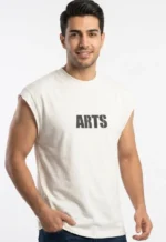 استایل کژوال با وست ARTS مردانه سفید مدل ARTS و برش آزاد سرشانه در مزون رم