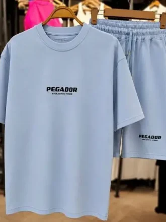 ست تیشرت و شلوارک پگادور (PEGADOR) رنگ آبی آسمانی اورسایز